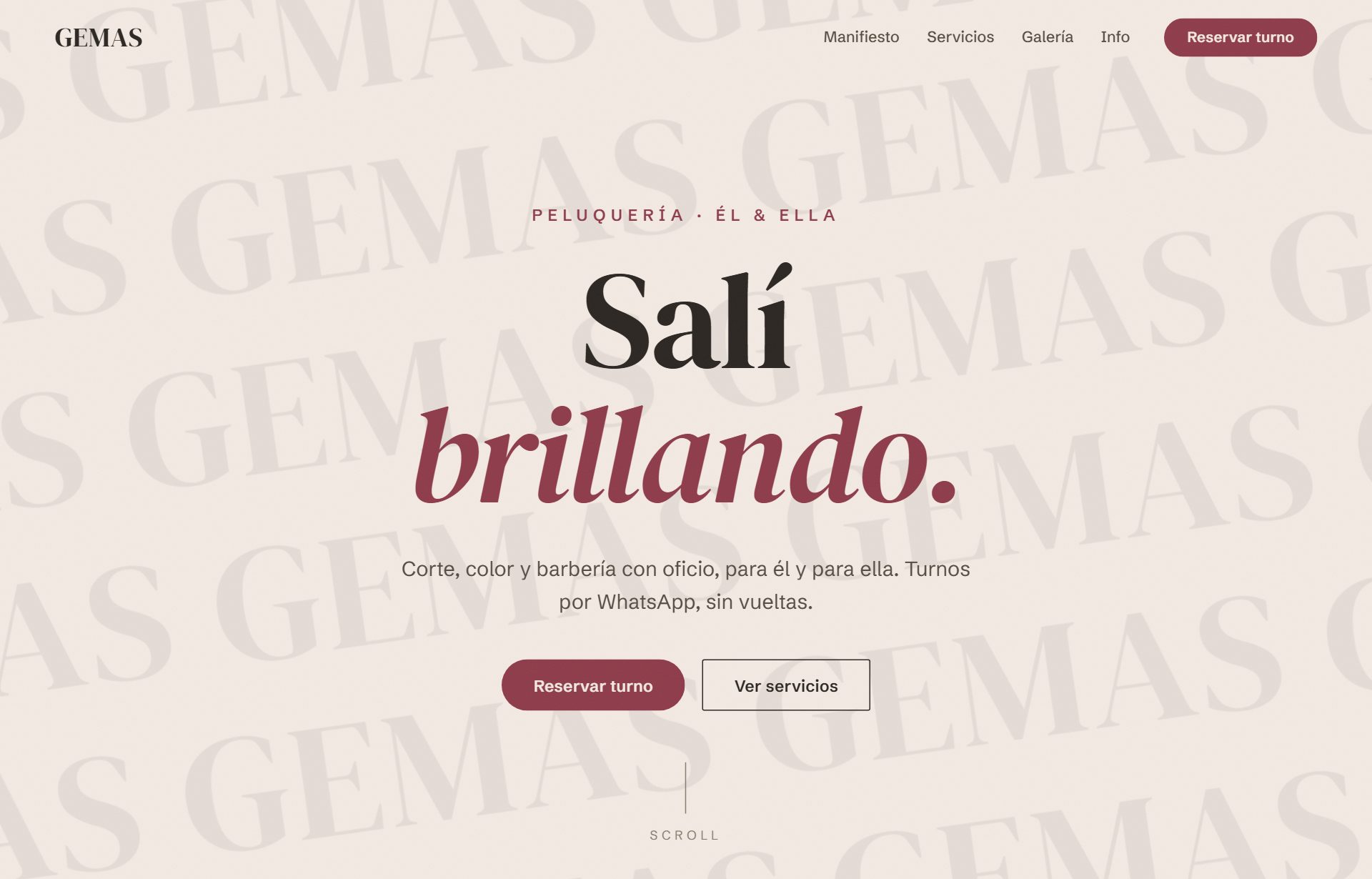 Demo de Gemas Peluquería — type wall blush y granate